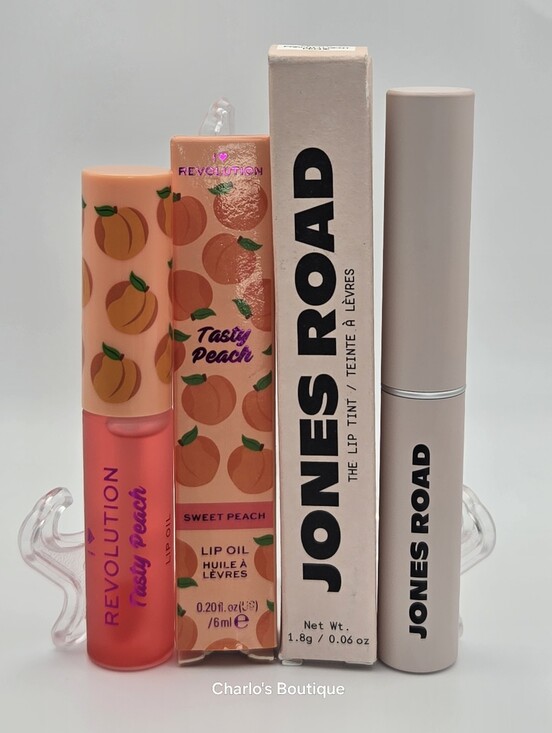 Jones Road Other - Jones Road Lip Tint Just Peachy & I Heart Revolution Peach Lip Oil Duo NIB